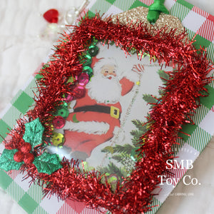 Medium Hardcover Shaker Card Notepad Notebook Stationery - Retro Vintage Christmas - Santa Claus