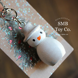 Keychain  - Mini Wooden Snowman