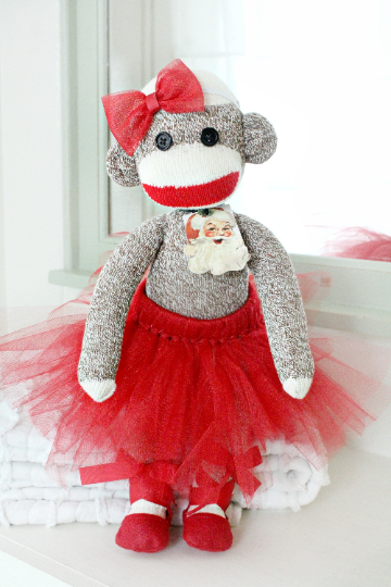 Ballerina Sock Monkey Doll - Christmas Edition