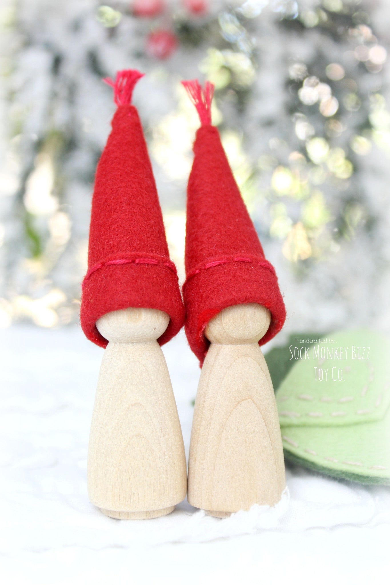 Winter Berry Wooden Peg Doll Sister Pixies