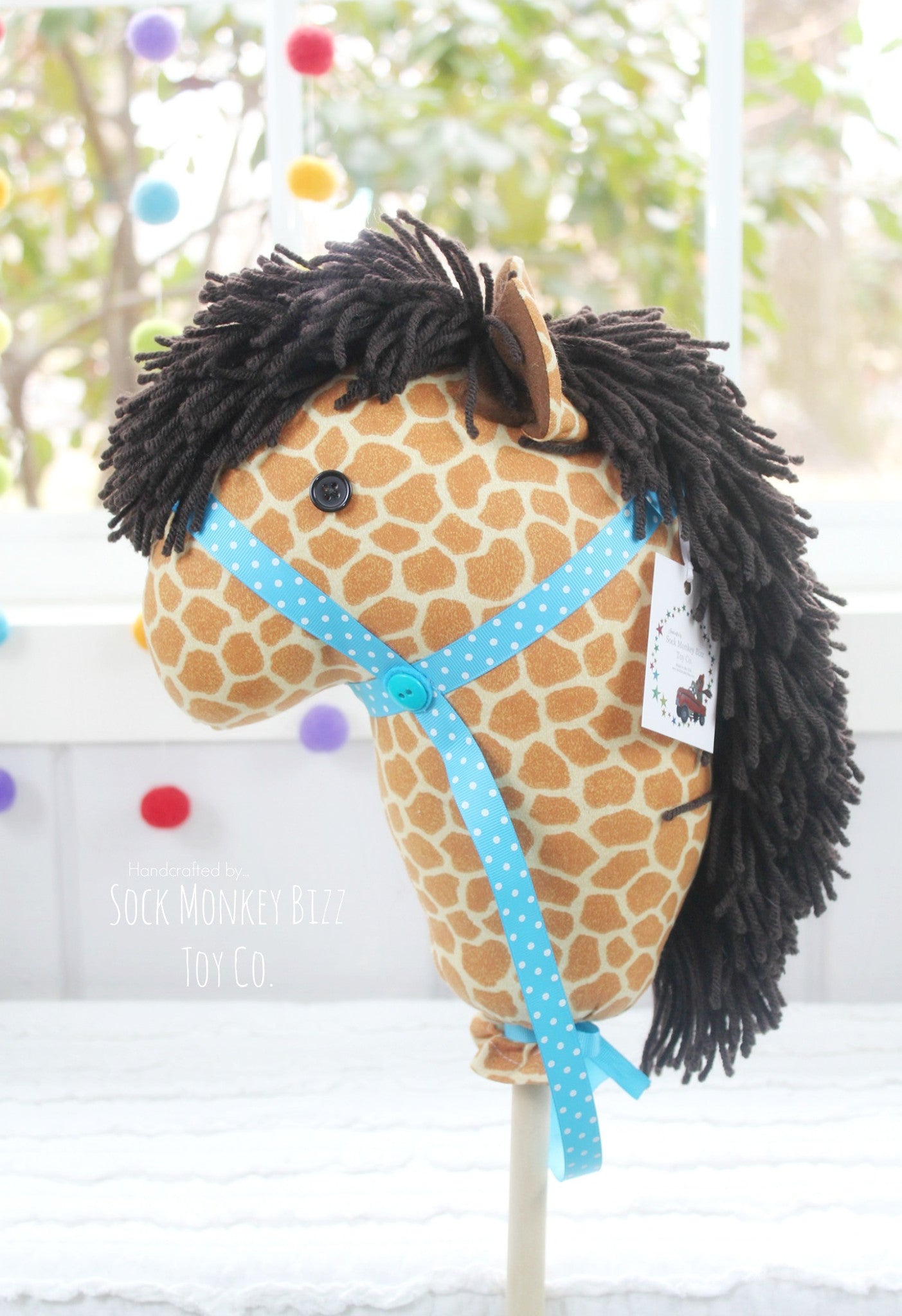 Hobby Horse, Giraffe Print Child's Stick Horse