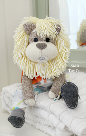 Sock Lion Plush Baby Doll with Pacifier