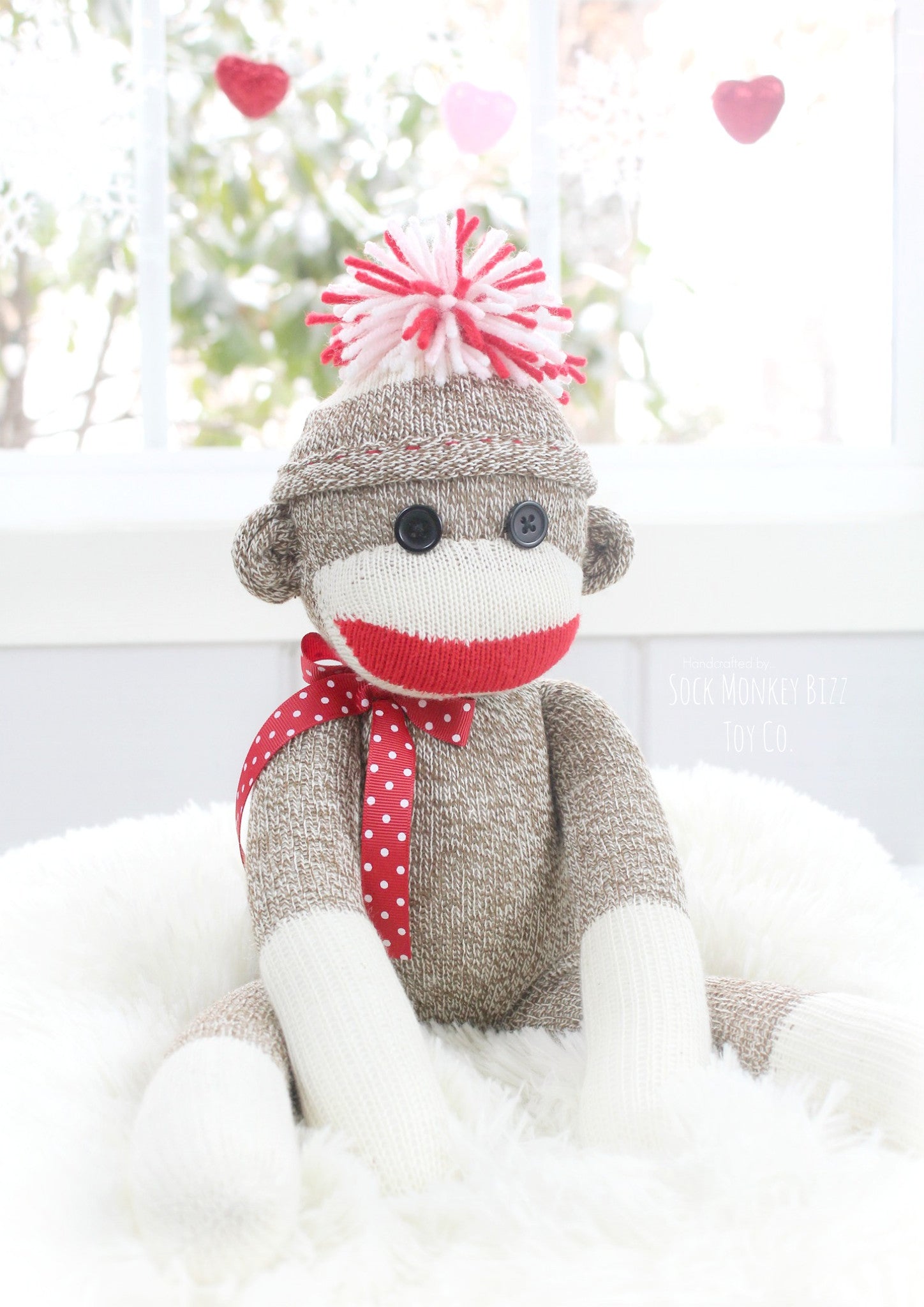 Valentine's Day Handmade Sock Monkey Doll