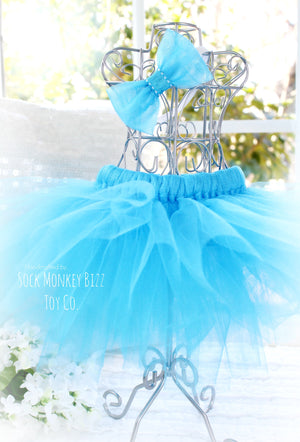 Turquoise Ballerina Tutu Set for Sock Monkey Bizz Dolls